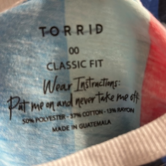 Torrid Vintage Triblend Jersey Pink White & Blue Crew Neck Tank - Picture 6 of 6